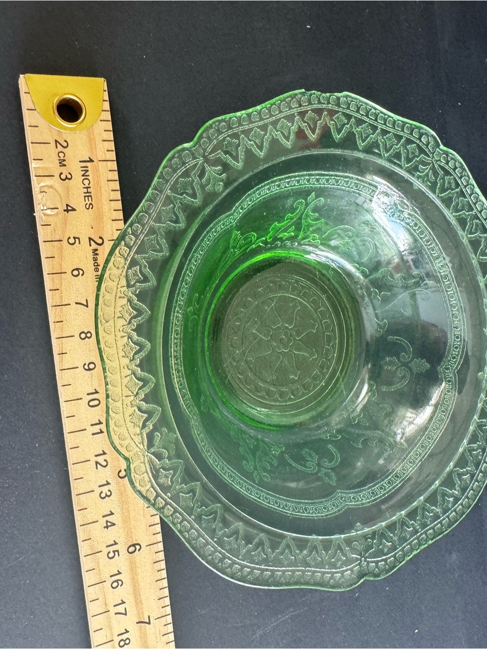 Vintage Green Glass Decorative Bowl - Home Dining
